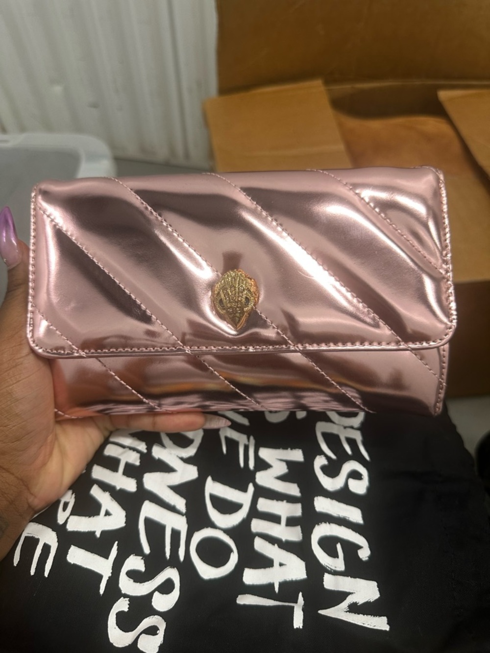 Women’s Quilted Metallic Rose Gold Wallet